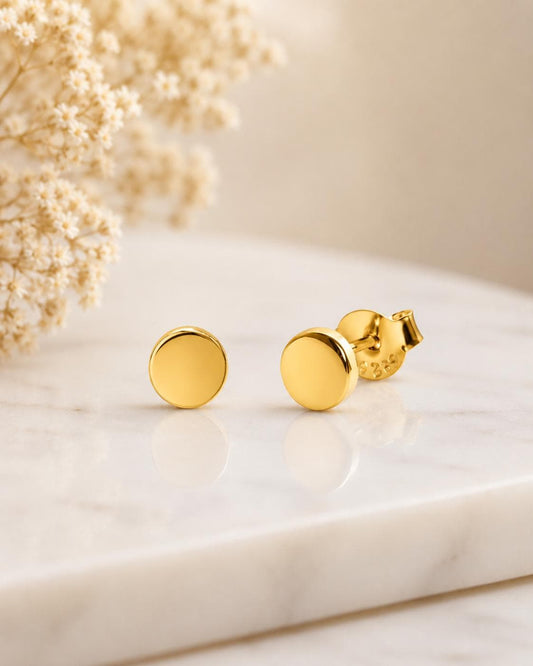 925 Sterling Silver Circle Stud Earrings, Minimalist Disc, Everyday Jewelry