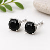 Black Onyx Stud Earrings: Minimalist Sterling Silver Solitaire