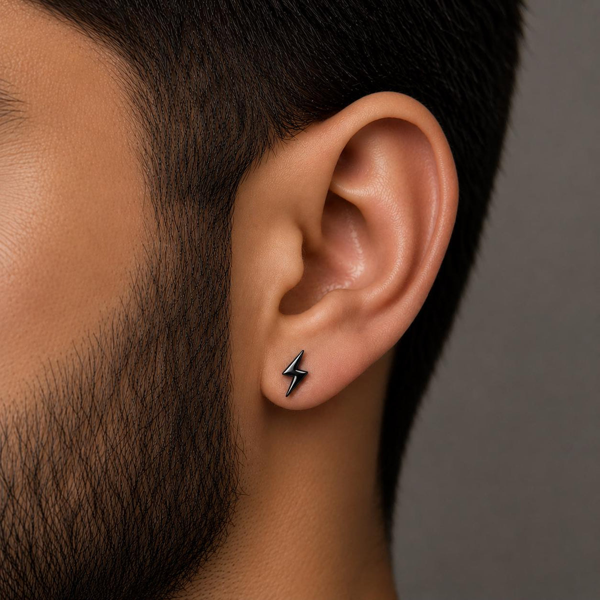 Sterling Silver Lightning Bolt Stud Earring, Tiny Thunder Minimalist Geometric Ear Stud