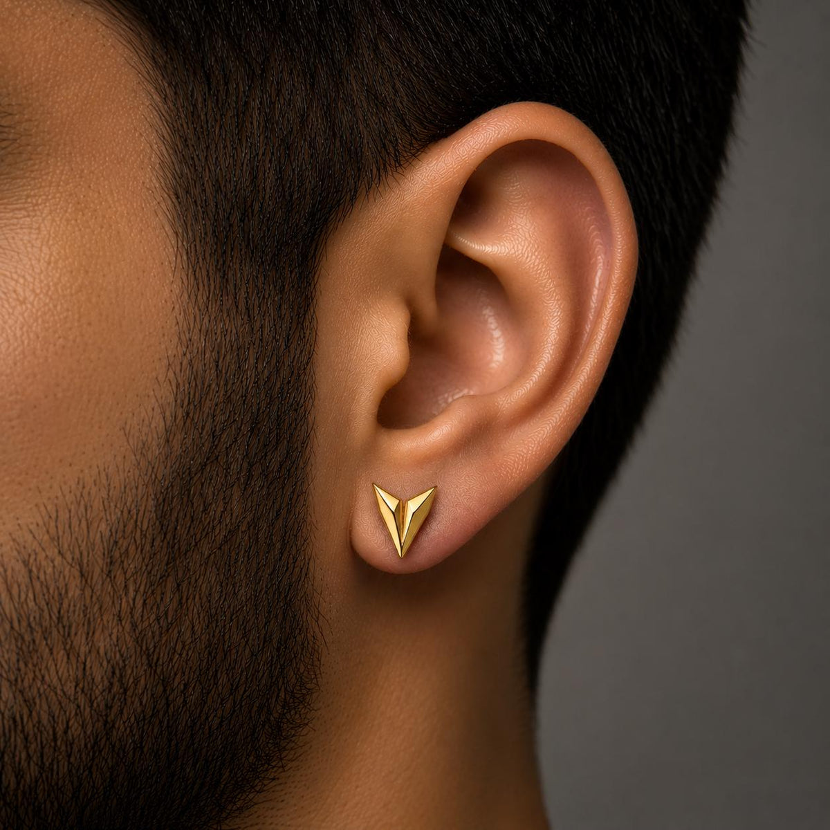 Sterling Silver Arrow Stud Earring, Geometric V, Minimalist Unisex Ear Stud