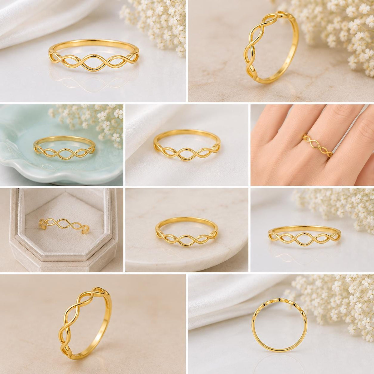 925 Sterling Silver Infinity Twist Ring, Minimalist Dainty Band, Stackable Promise Jewelry