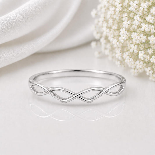 925 Sterling Silver Infinity Ring, Minimalist Dainty Band, Stackable Promise Ring