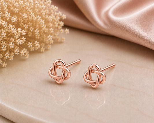 925 Sterling Silver Interlocking Knot Stud Earrings, Minimalist Love Symbol, Dainty Everyday Jewelry