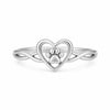 Sterling Silver Paw Print Heart Ring, Infinity Band, Pet Lover Jewelry