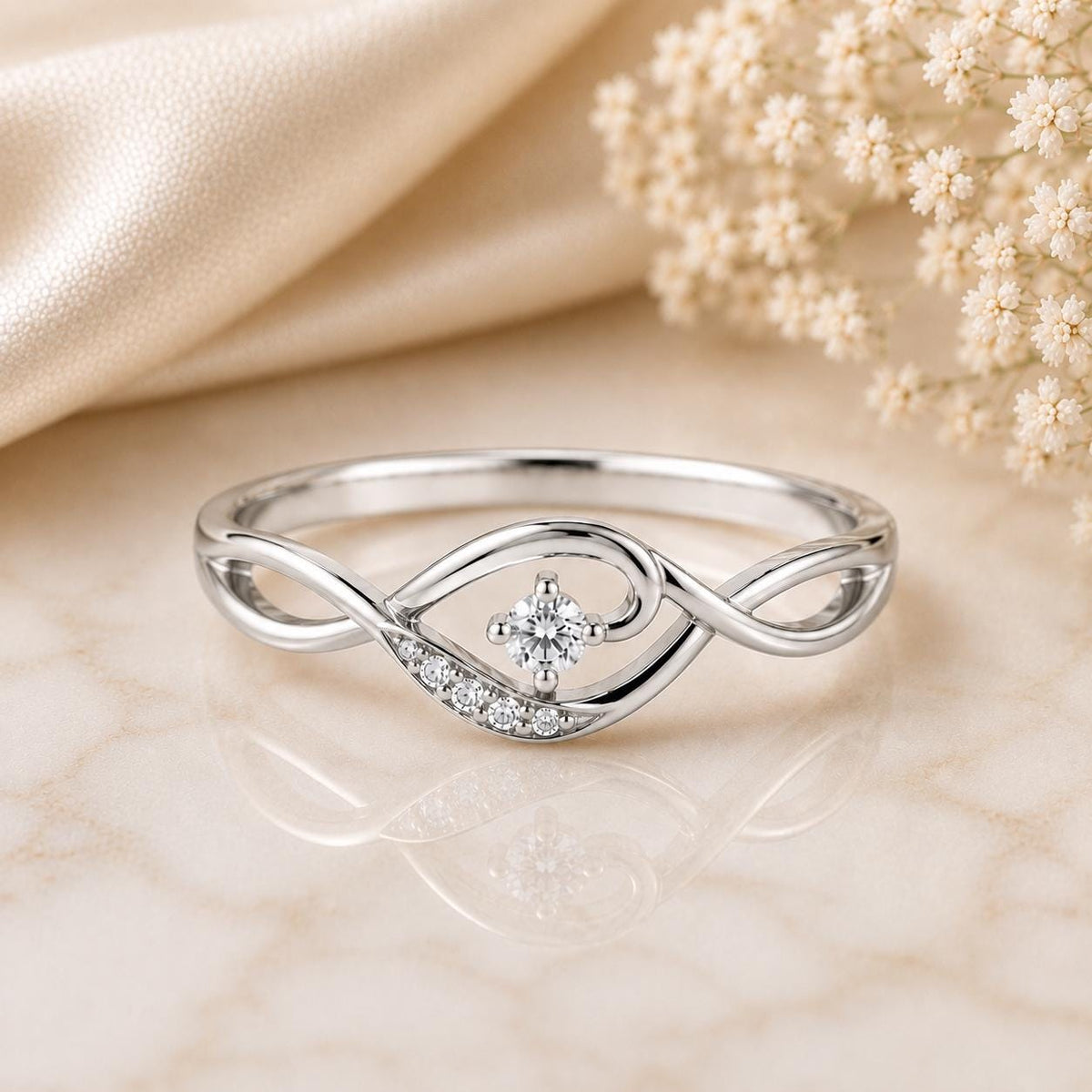 Sterling Silver Evil Eye Ring, Infinity CZ Protection Band, Minimalist Promise Ring