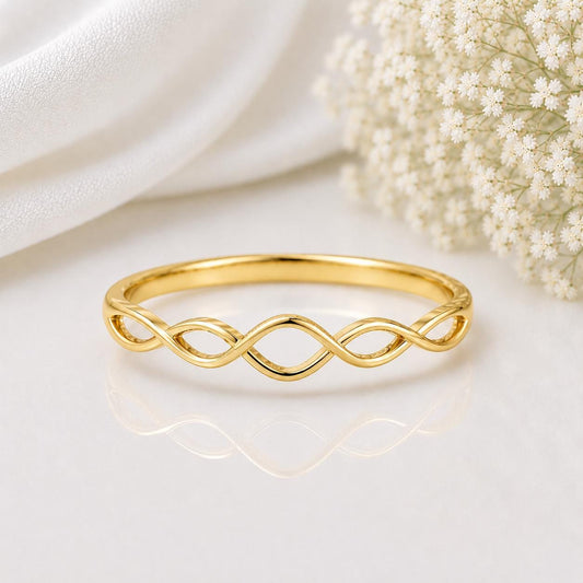 925 Sterling Silver Infinity Twist Ring, Minimalist Dainty Band, Stackable Promise Jewelry