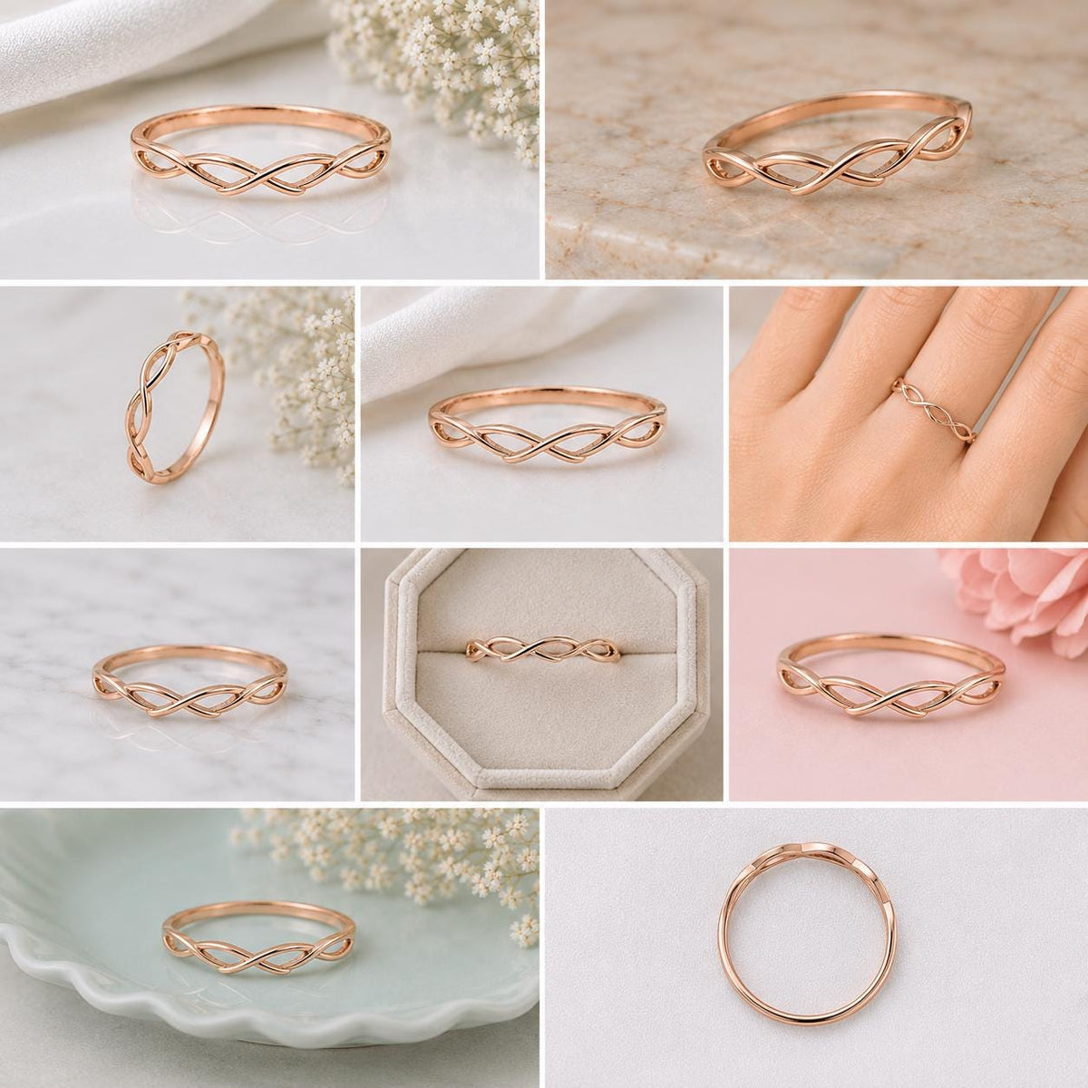 925 Sterling Silver Infinity Ring, Minimalist Dainty Band, Stackable Promise Ring