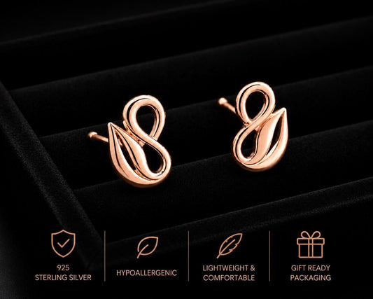 925 Sterling Silver Infinity Knot Stud Earrings, Minimalist Modern Design