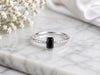 925 Sterling Silver Emerald Cut Black Onyx Solitaire Ring, Diamond-Cut Band
