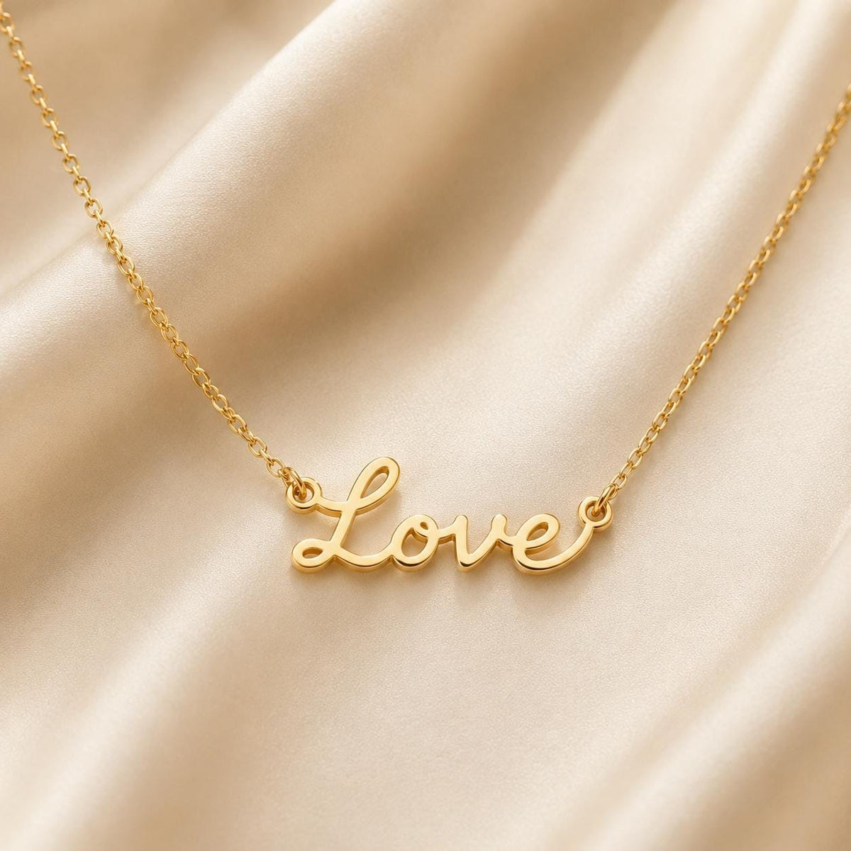 Personalized Sterling Silver Love Script Necklace, Minimalist Everyday Jewelry