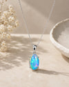 925 Sterling Silver Oval Opal Pendant Necklace, October Birthstone, Minimalist Solitaire Jewelry