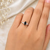 925 Sterling Silver Marquise Black Onyx Ring, Vintage Statement Ring