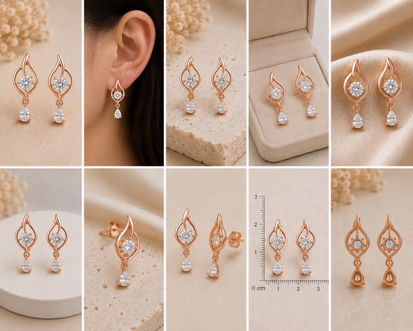925 Sterling Silver Moissanite Drop Earrings, Pear Cut Dangle, Minimalist Bridal Jewelry
