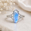 Natural Oval Moonstone Ring, 925 Sterling Silver, Cabochon Gemstone, Vintage Solitaire, Boho Style