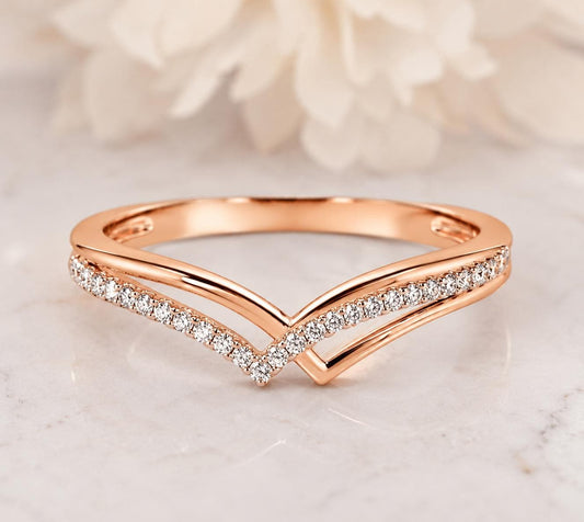 925 Sterling Silver Chevron CZ Ring, V Shape Stacking Ring, Minimalist Wedding Band, Cubic Zirconia Ring, Dainty Promise Ring, Gift for Her