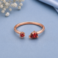 Red Moissanite Ring, 925 Sterling Silver Open Bypass Ring, Minimalist Red Stone Ring