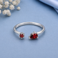 Red Moissanite Ring, 925 Sterling Silver Open Bypass Ring, Minimalist Red Stone Ring