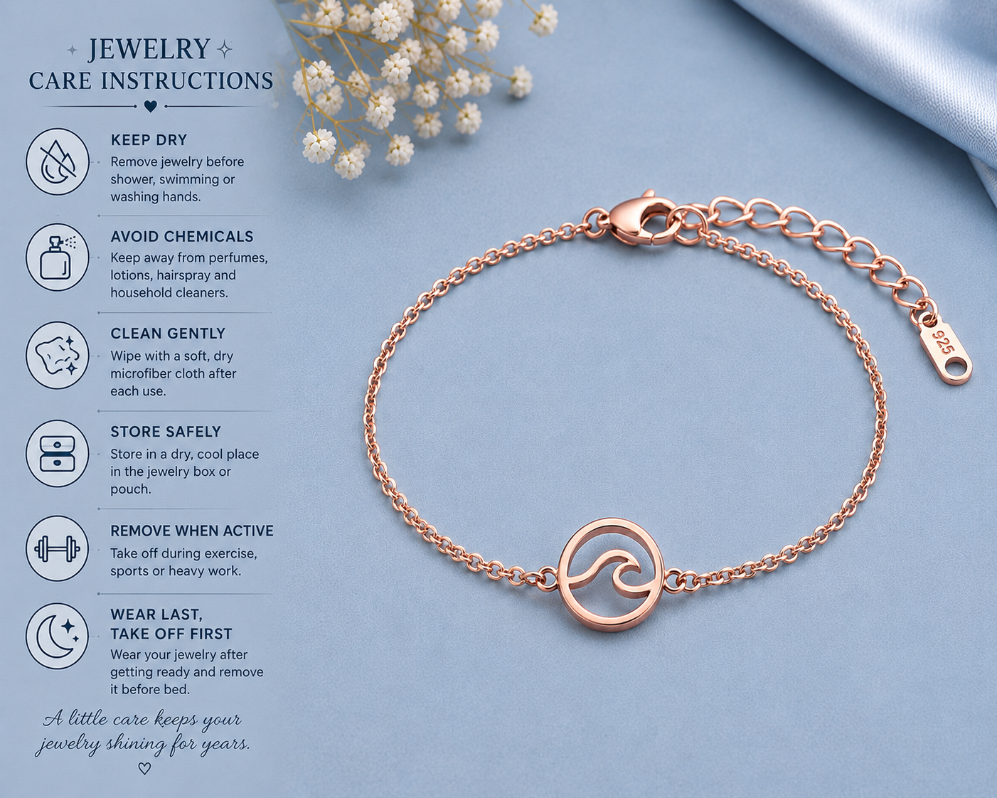 925 Sterling Silver Wave Bracelet, Minimalist Ocean Jewelry, Dainty Sea Wave Design