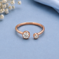 Moissanite Open Ring, 925 Sterling Silver Bypass Ring, Minimalist Two Stone Ring