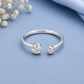 Moissanite Open Ring, 925 Sterling Silver Bypass Ring, Minimalist Two Stone Ring