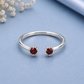 Red Garnet Ring, 925 Sterling Silver Open Bypass Ring, Minimalist Two Stone Ring