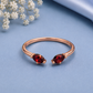 Red Garnet Ring, 925 Sterling Silver Open Bypass Ring, Two Stone Ring