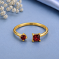 Red Garnet Ring, 925 Sterling Silver Open Bypass Ring, Two Stone Ring