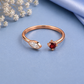 CZ Garnet Ring, 925 Sterling Silver Open Bypass Ring, Two Stone Ring