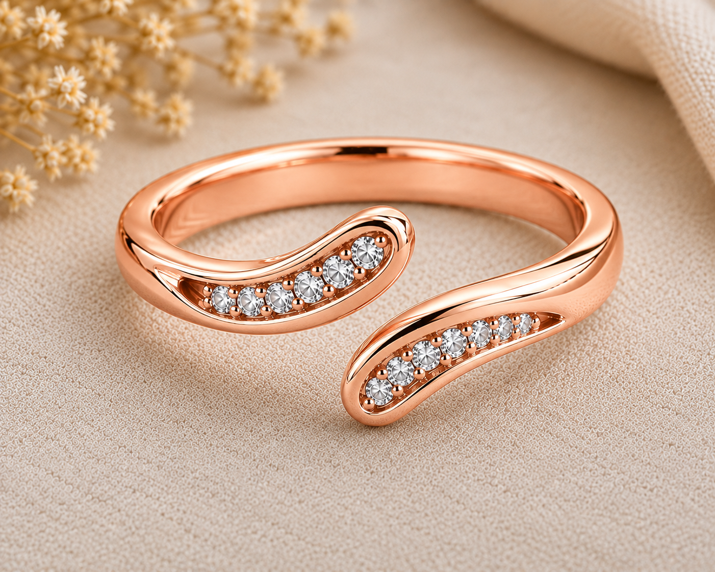 Moissanite Open Ring, 925 Sterling Silver Wrap Band