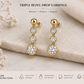 Moissanite Drop Earrings, 925 Sterling Silver Three Stone Dangles