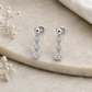 Moissanite Drop Earrings, 925 Sterling Silver Three Stone Dangles