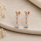 Moissanite Drop Earrings, 925 Sterling Silver Square Three Stone Dangles