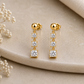 Moissanite Drop Earrings, 925 Sterling Silver Square Three Stone Dangles