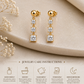 Moissanite Drop Earrings, 925 Sterling Silver Square Three Stone Dangles