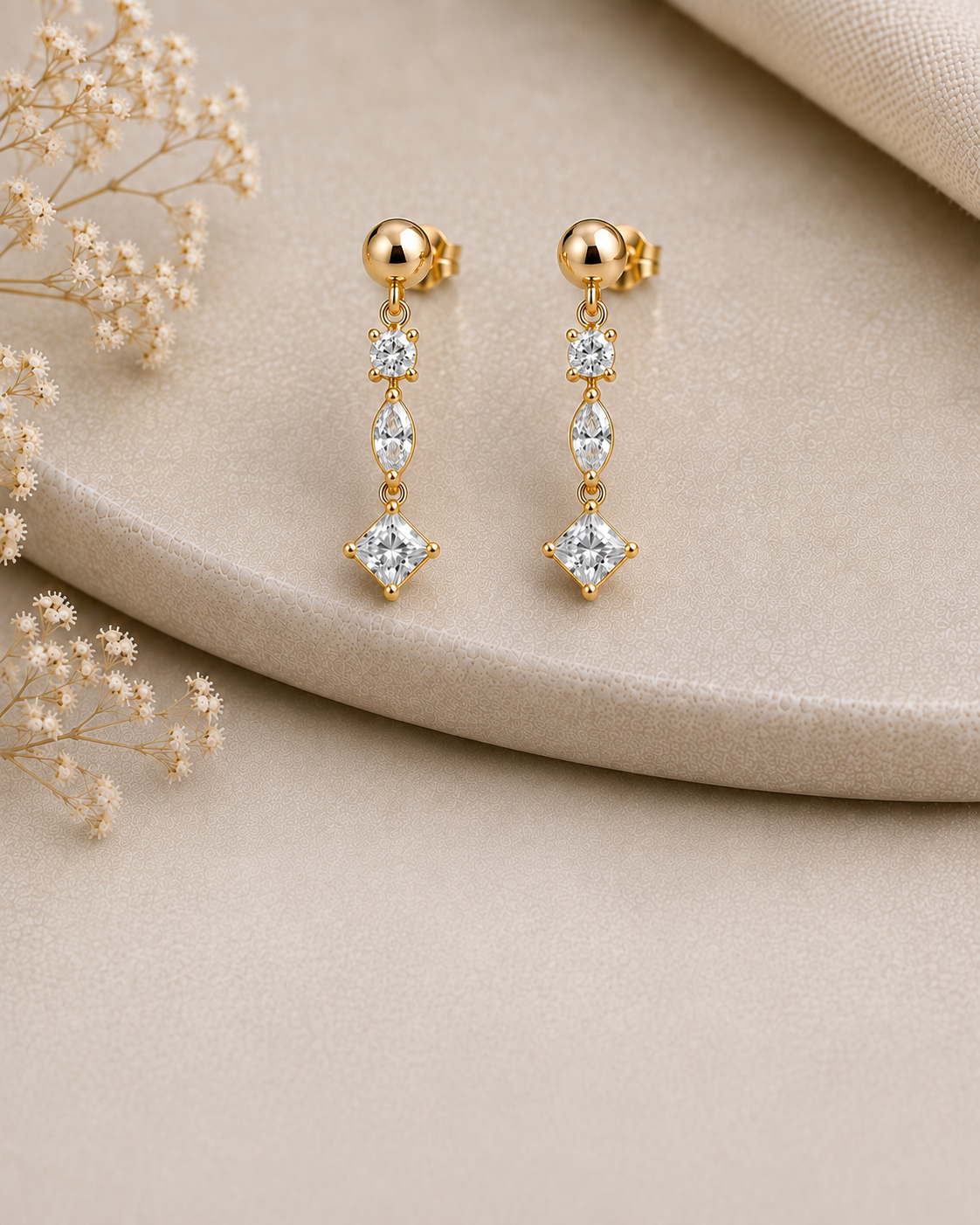 Moissanite Drop Earrings, 925 Sterling Silver Mixed Cut Dangle Earrings