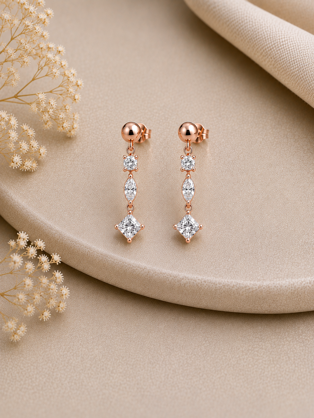 Moissanite Drop Earrings, 925 Sterling Silver Mixed Cut Dangle Earrings