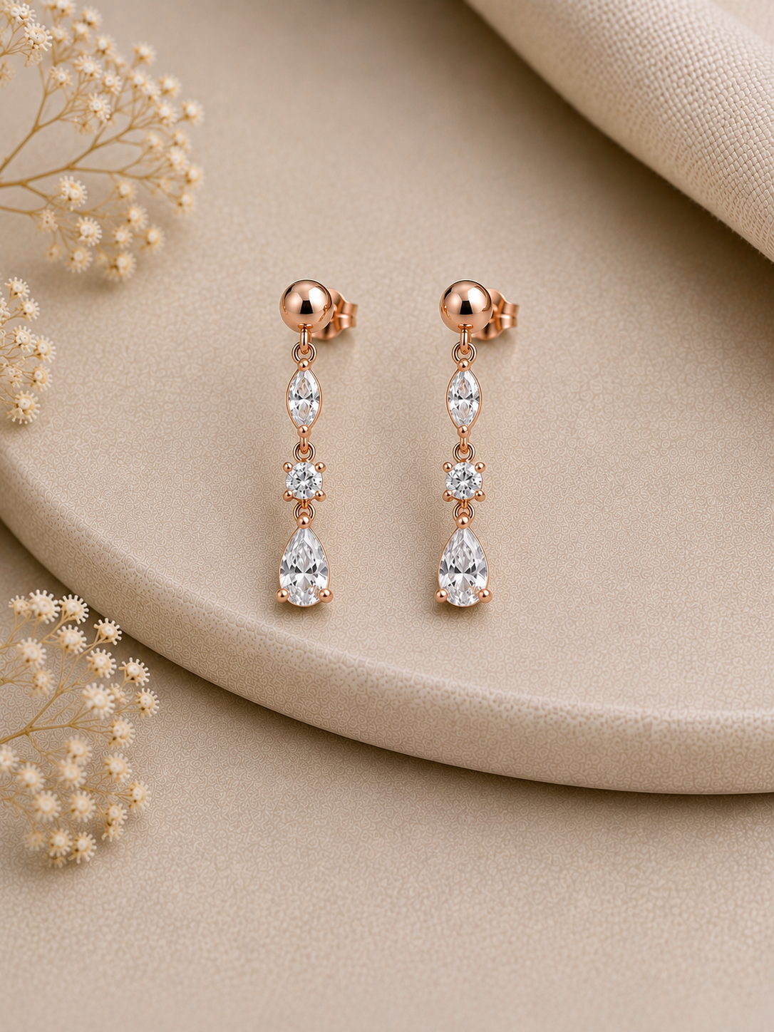 Moissanite Drop Earrings 925 Sterling Silver Marquise Pear Cut Dangle