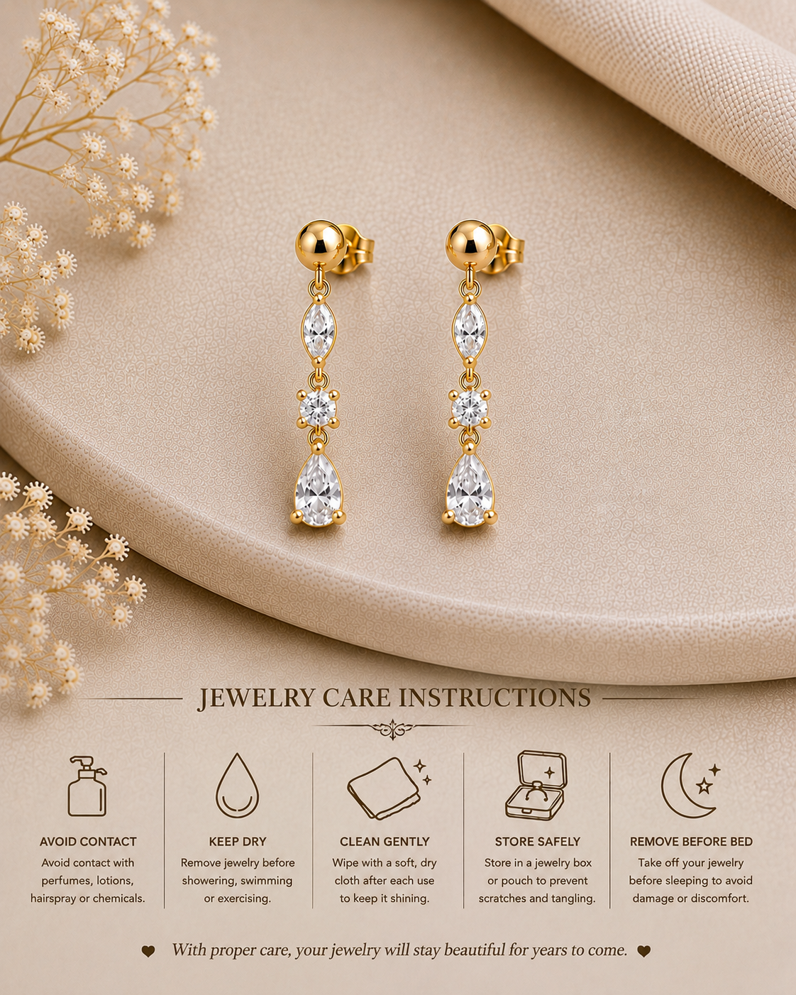 Moissanite Drop Earrings 925 Sterling Silver Marquise Pear Cut Dangle