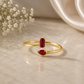 Red CZ Ring 925 Sterling Silver, Open Bypass Ring, Pear & Emerald Cut Ring, Minimalist Statement Ring, Gift for Her