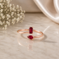 Red CZ Ring 925 Sterling Silver, Open Bypass Ring, Pear & Emerald Cut Ring, Minimalist Statement Ring, Gift for Her