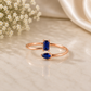 925 Sterling Silver Blue CZ Open Ring, Adjustable Statement Ring, Minimalist Gemstone Ring, Modern Gift for Her
