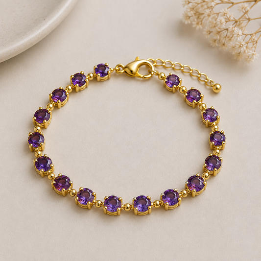 Amethyst Tennis Bracelet | Sterling Silver, February Birthstone