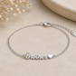 Sterling Silver Brother Name Bracelet with Heart Accent, Minimalist Handmade Jewelry