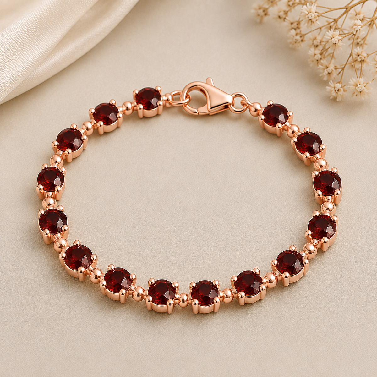 Garnet Tennis Bracelet | 925 Sterling Silver January Birthstone