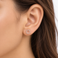 Cubic Zirconia Stud Earrings, 925 Sterling Silver Flower Halo Earrings