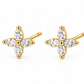 CZ Flower Stud Earrings, 925 Sterling Silver, Marquise Cut Floral Earrings
