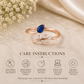 Blue CZ Leaf Ring, 925 Sterling Silver Open Ring | Pear Cut Gemstone Ring | Botanical Jewelry | Nature Inspired Gift for Her