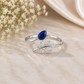 Blue CZ Leaf Ring, 925 Sterling Silver Open Ring | Pear Cut Gemstone Ring | Botanical Jewelry | Nature Inspired Gift for Her