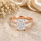 Moissanite Engagement Ring | 925 Sterling Silver Ring | Radiant Cut Bridal Ring | Pave Band | Statement Wedding Ring | Gift for Her