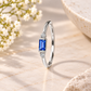 Blue Moissanite Ring, 925 Sterling Silver, Emerald Cut Three Stone Bridal Ring